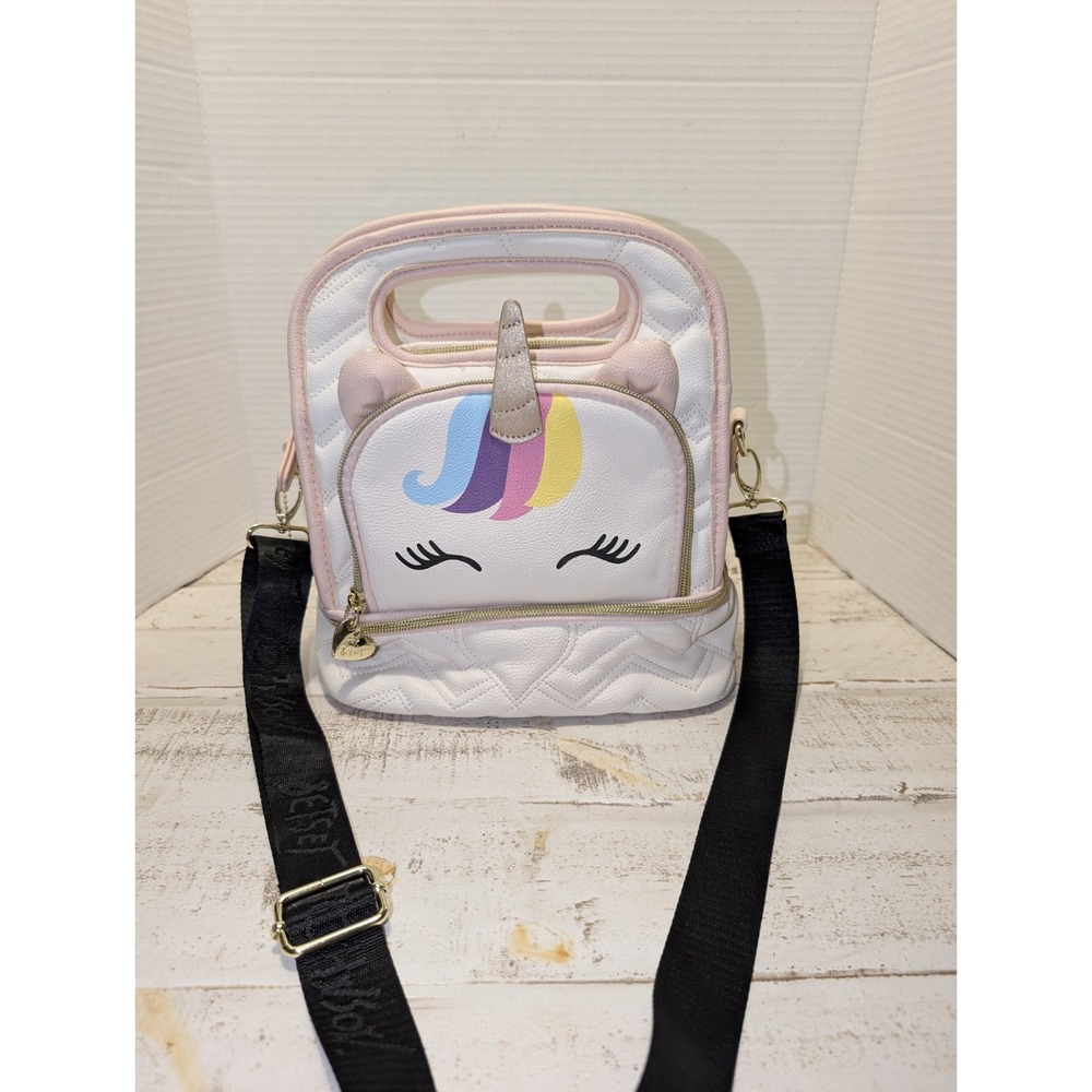 Betsey Johnson Quilted Insulated Unicorn Lunchbox Rainbow Mane & Gold Hardware